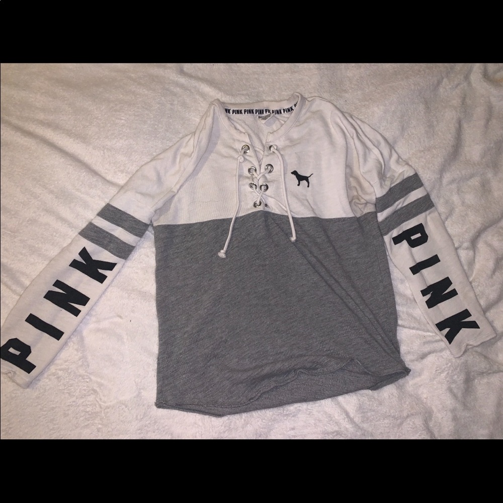 VS PINK LACE UP CREW